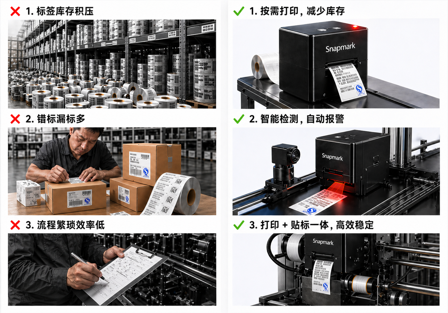 传统标签打印 vs SnapMark