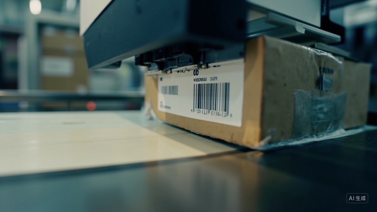 标籤打印机工作近景